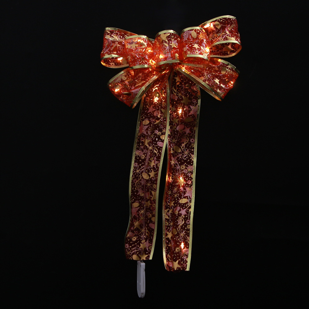 Red printed bow   warm light