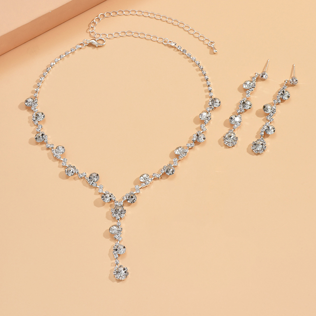869 Silver necklace earrings 2-piece set