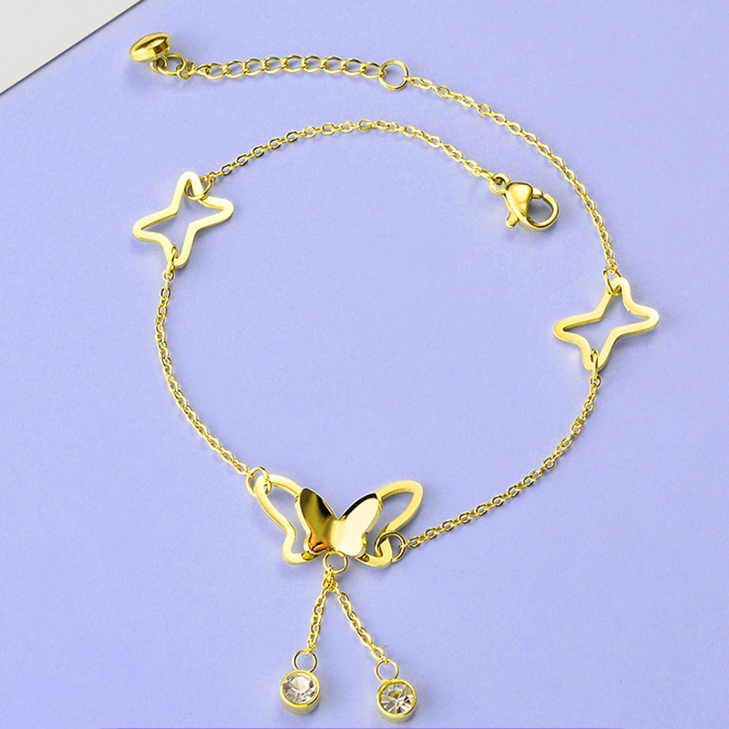 3:273 Hollow butterfly anklet gold