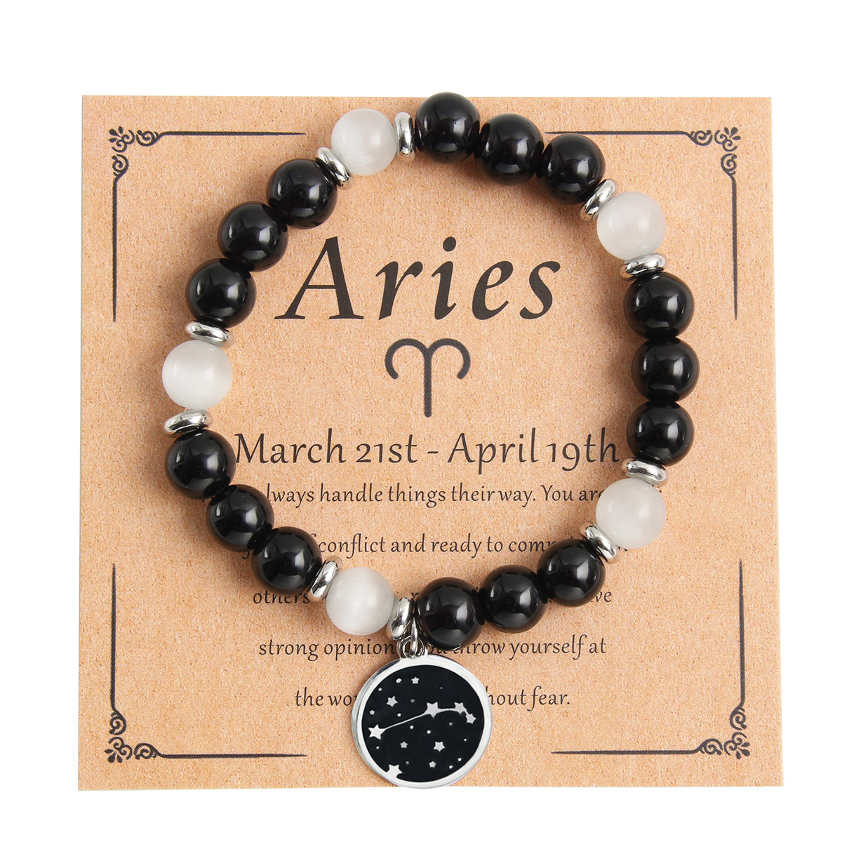 Aries-White Jade & Obsidian