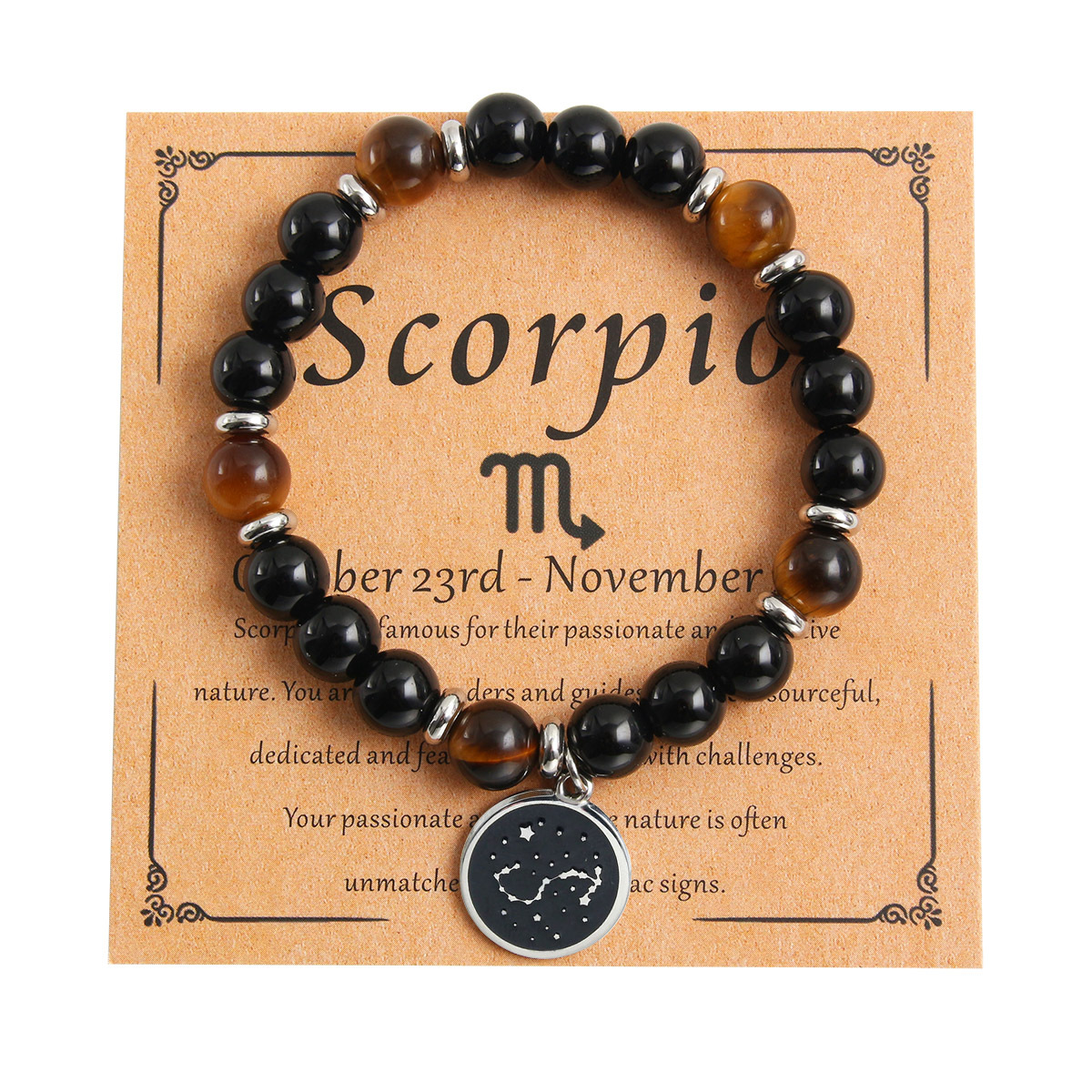 Scorpio - Yellow Tiger Eye & Obsidian