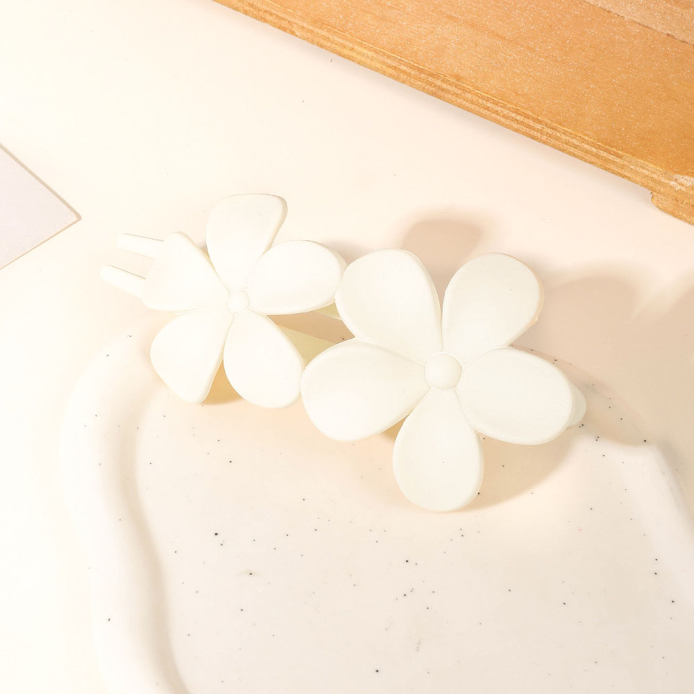 Double flower Duck clip - Frosted cream white