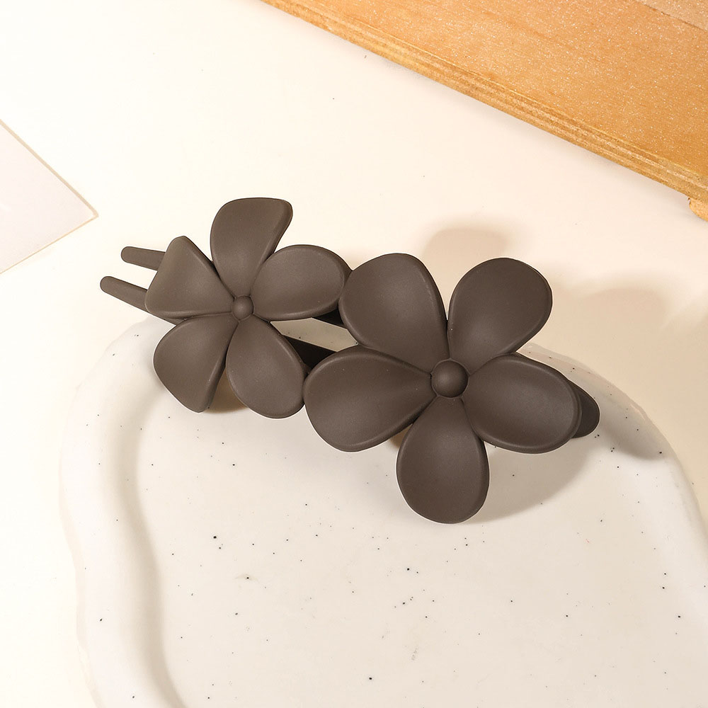 Double Flower Duck Clip - Frosted dark coffee