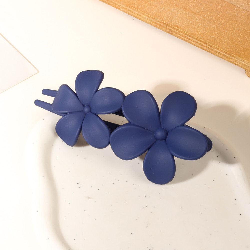 Double flower duck clip - frosted navy blue