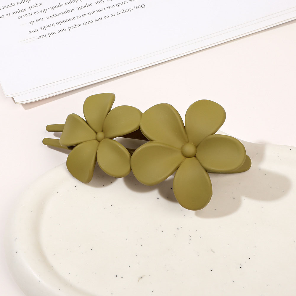 Double flower duck clip - Frosted mustard green