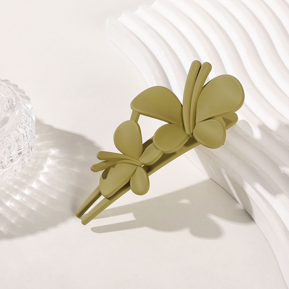 Double butterfly duck clip - Frosted mustard green