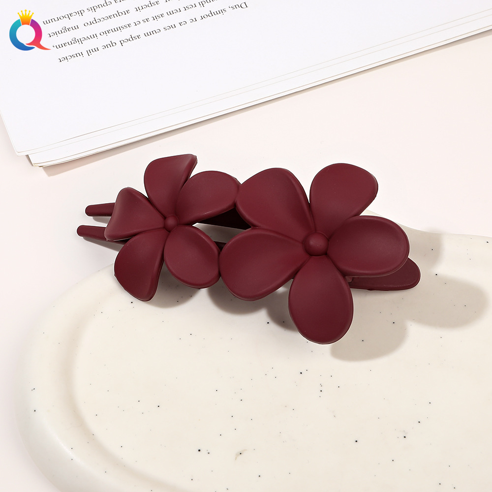 Double flower duck clip - Frosted wine red