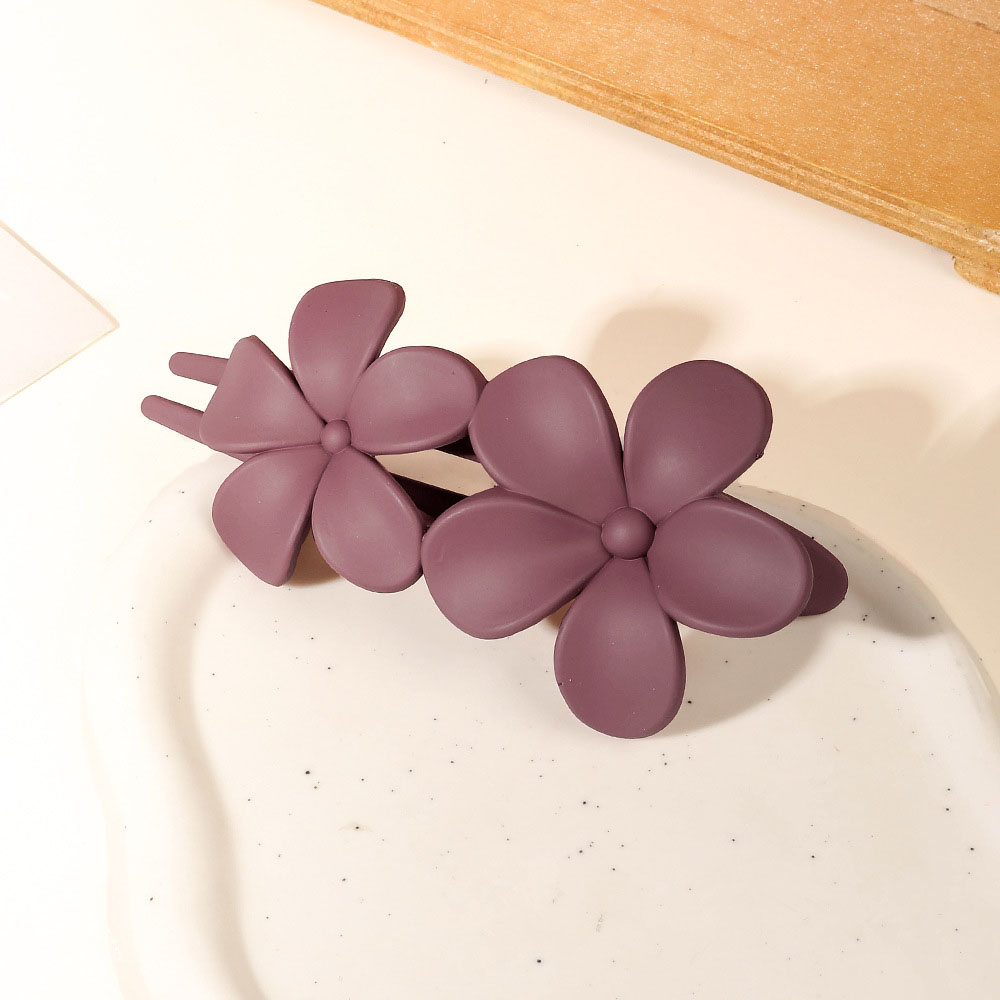 Double Flower Duck clip - Frosted bean paste purple