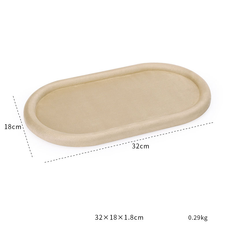 33-Khaki fleece leather oval empty disc H2 32×18