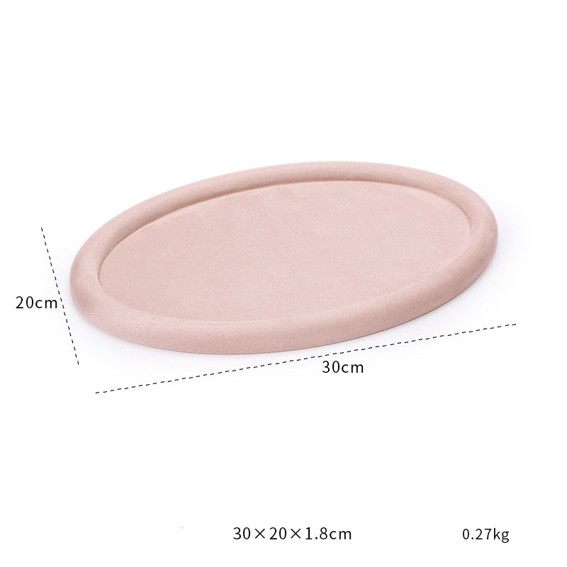 17:37-pink velvet skin oval empty disc H1 30×20×1.8cm size as shown
