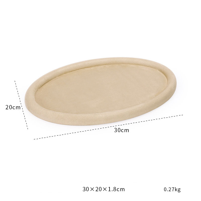 18:32-khaki fleece leather oval empty disc H1 30×20×1.8cm size as shown