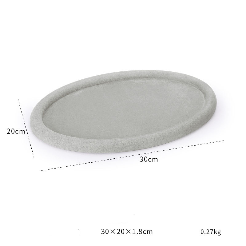 19:42-gray velvet skin oval empty disc H1 30×20×1.8cm size as shown