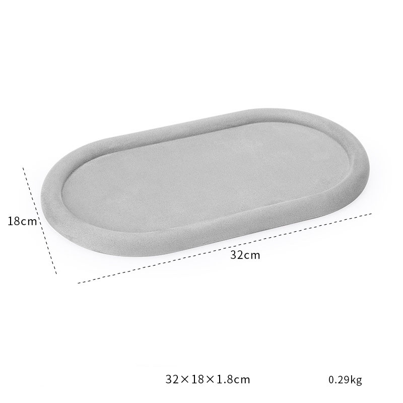 43-gray velvet skin oval empty disk H2 32×18×1.8cm size as shown