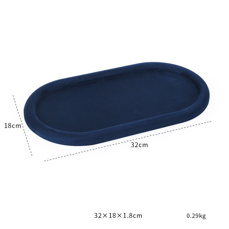 37-blue velvet skin oval empty disk H2 32×18×1.8cm size as shown