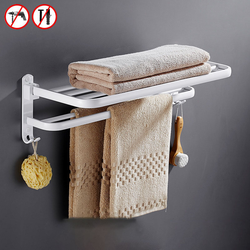 White simple folding bath towel holder