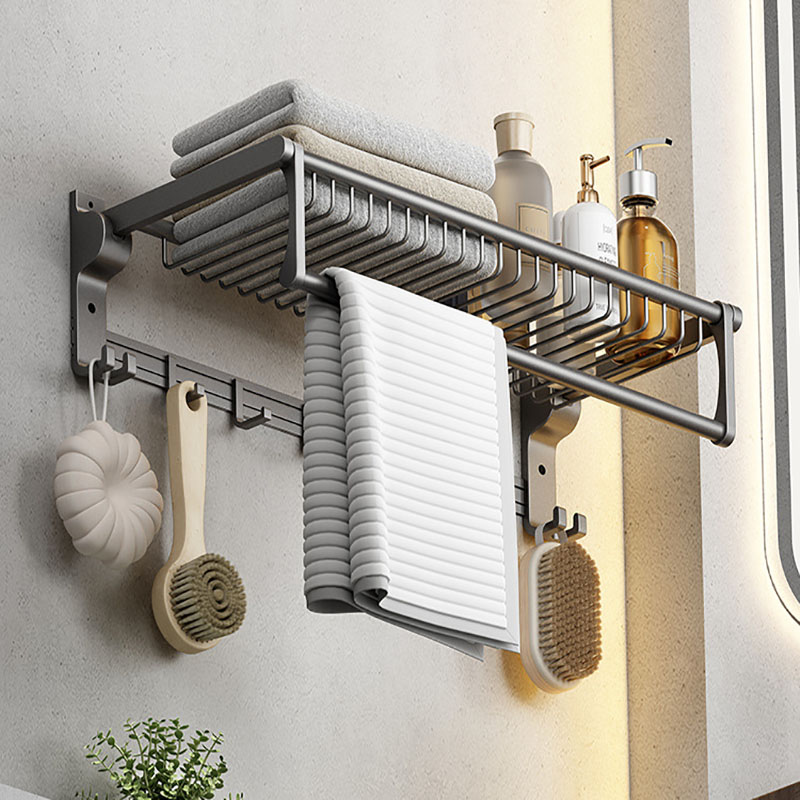 Foldable bath towel holder (5 row of sliding hooks)
