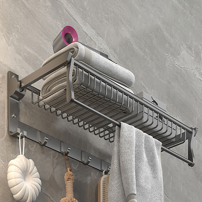 Foldable bath towel holder (fixed 5 rows of hooks)