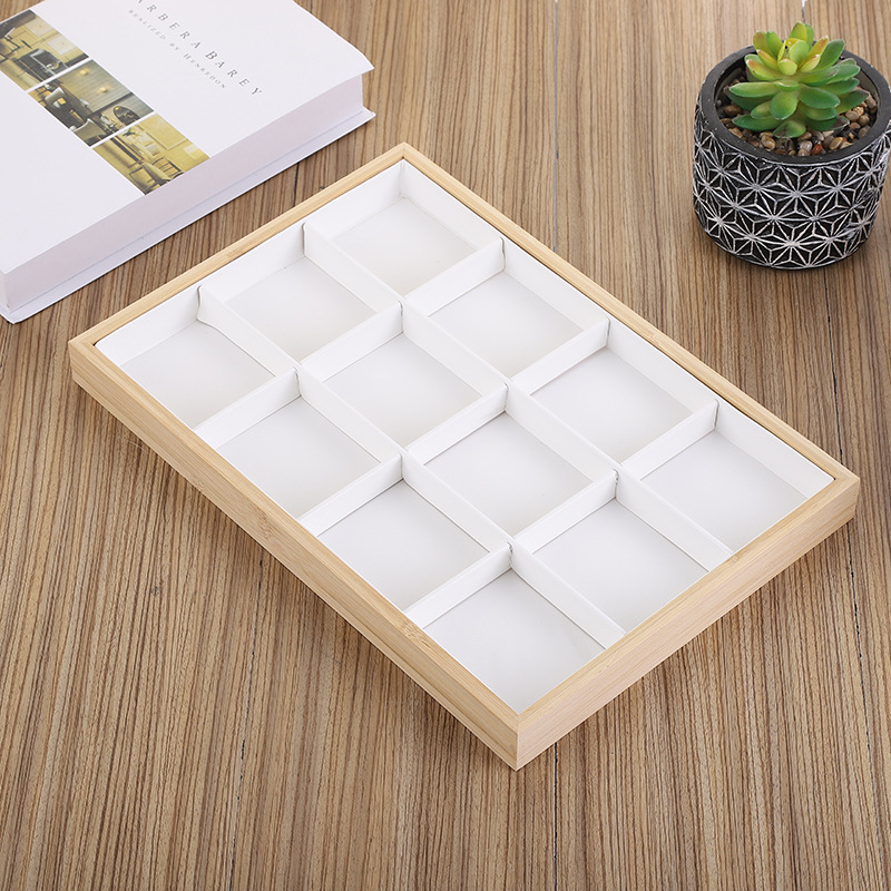 Bamboo and wood 12 grid plate white skin