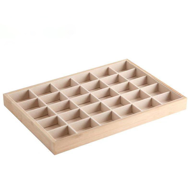 Bamboo and wood 30 grid plate beige