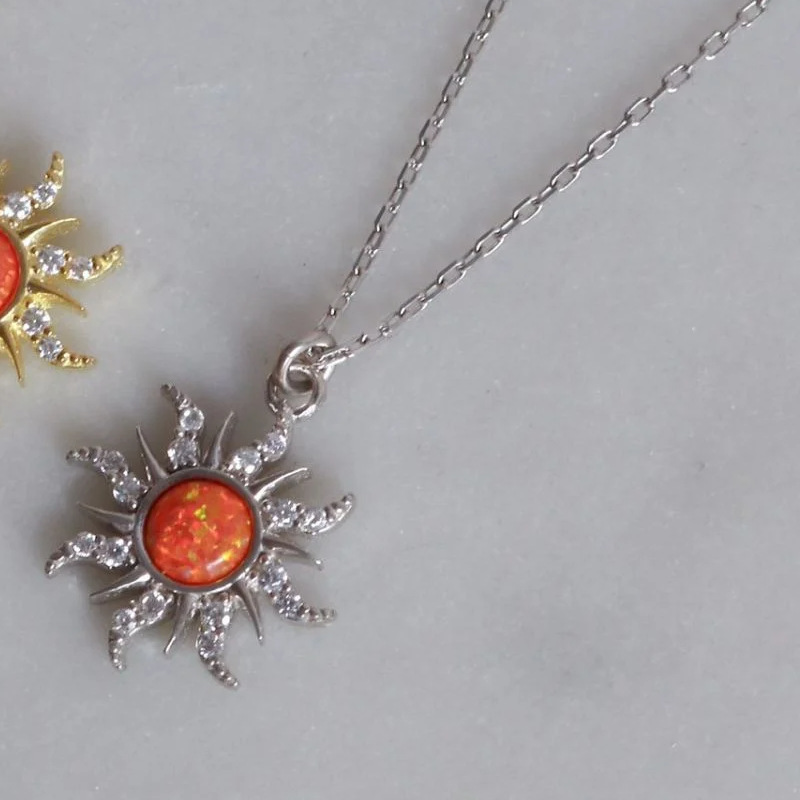 2:Orange Opal silver necklace