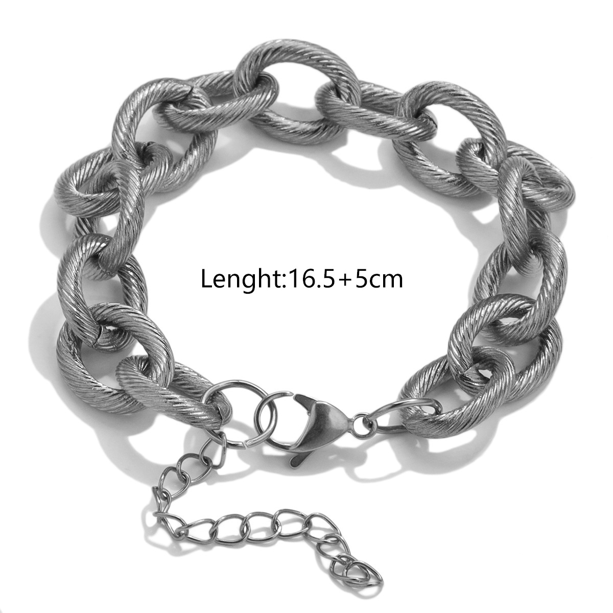 1:Steel bracelet-16cm tail chain 5cm