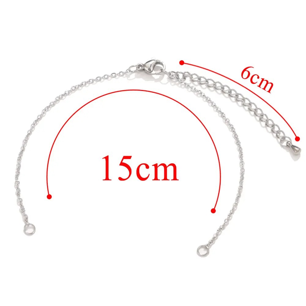 Bracelet-1.5mm-15cm tail chain 6cm steel color