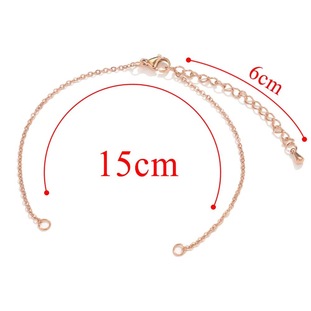 Bracelet-1.5mm-15cm tail chain 6cm rose gold