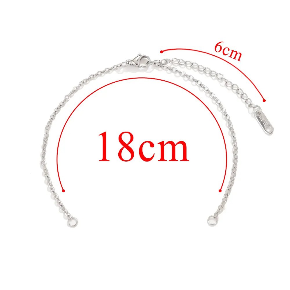 1:bracelet-2mm-18cm tail chain 6cm steel color