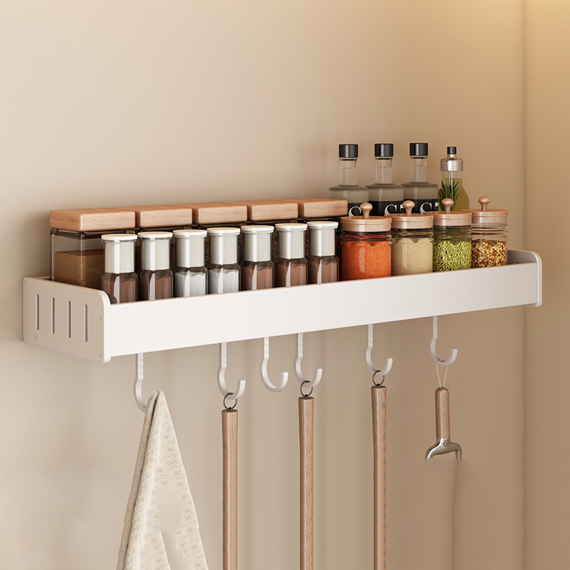 White - Single layer 50cm with 6-hook spice rack (dual purpose)