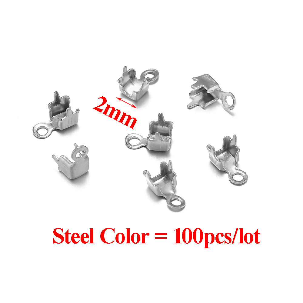Inside 2mm square claw bag buckle inside 1mm single hole, steel color