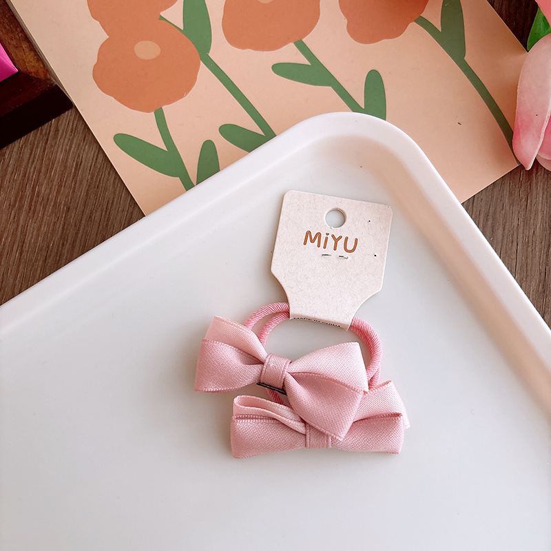 Solid color bow hair tie