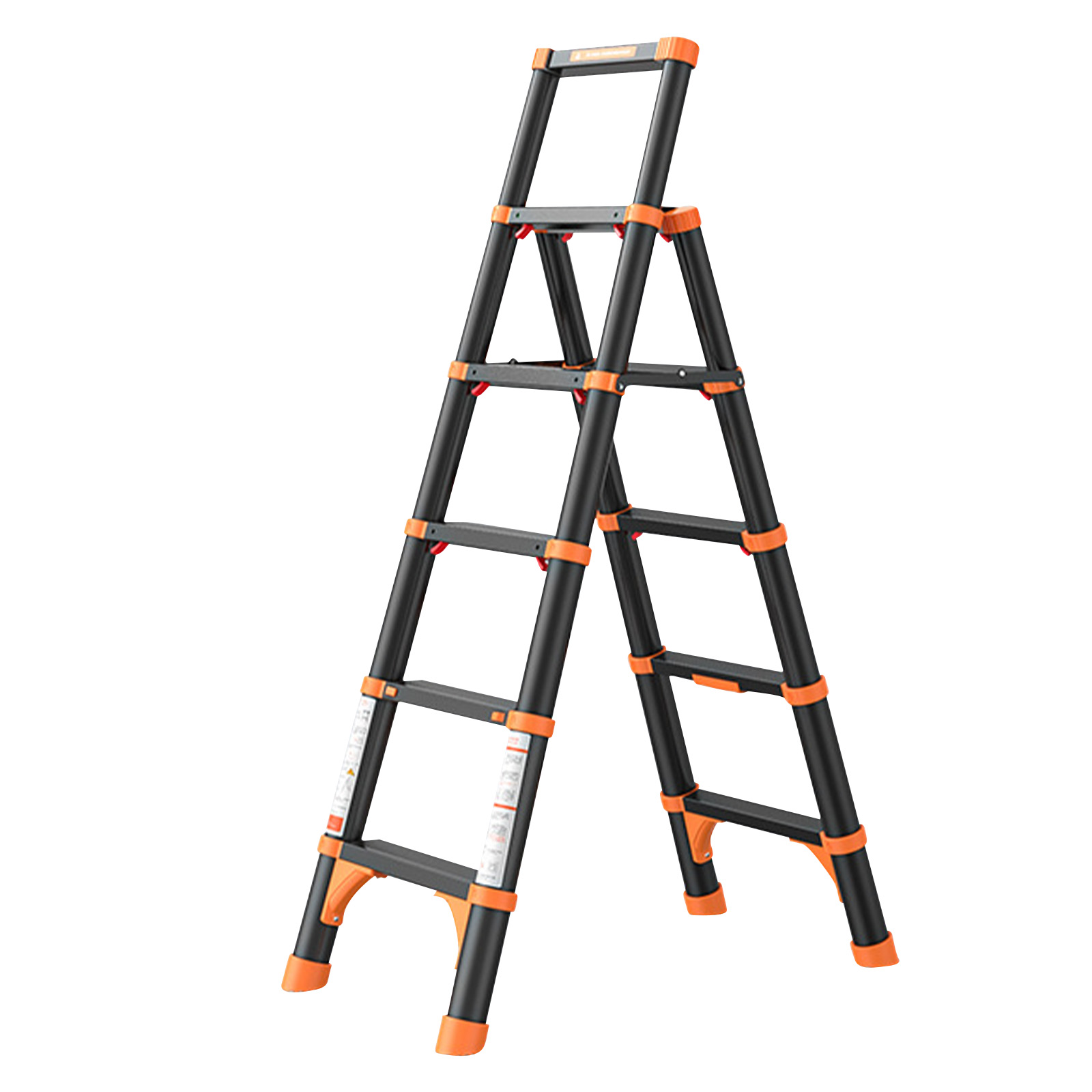Black and orange five-step ladder