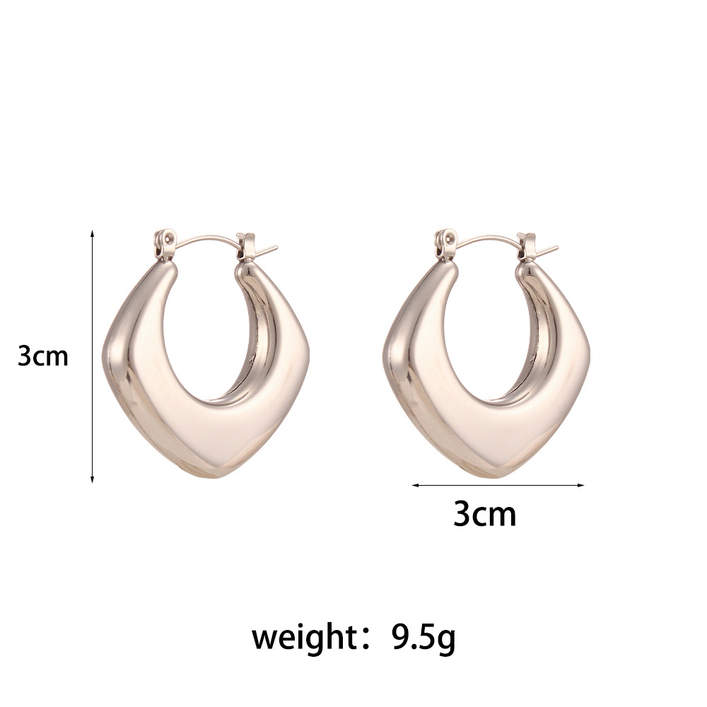 1:Diamond stainless steel earrings-silver