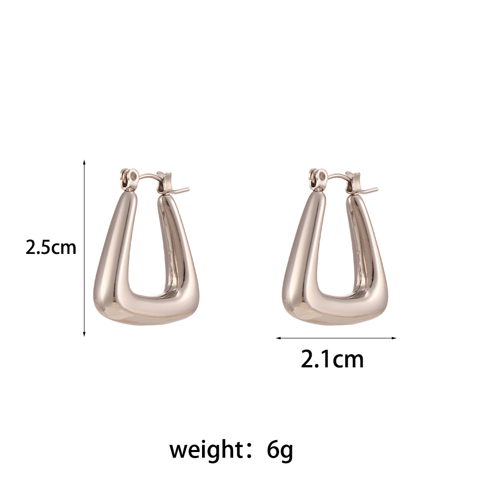 2:Trapezoidal stainless steel earrings-steel color