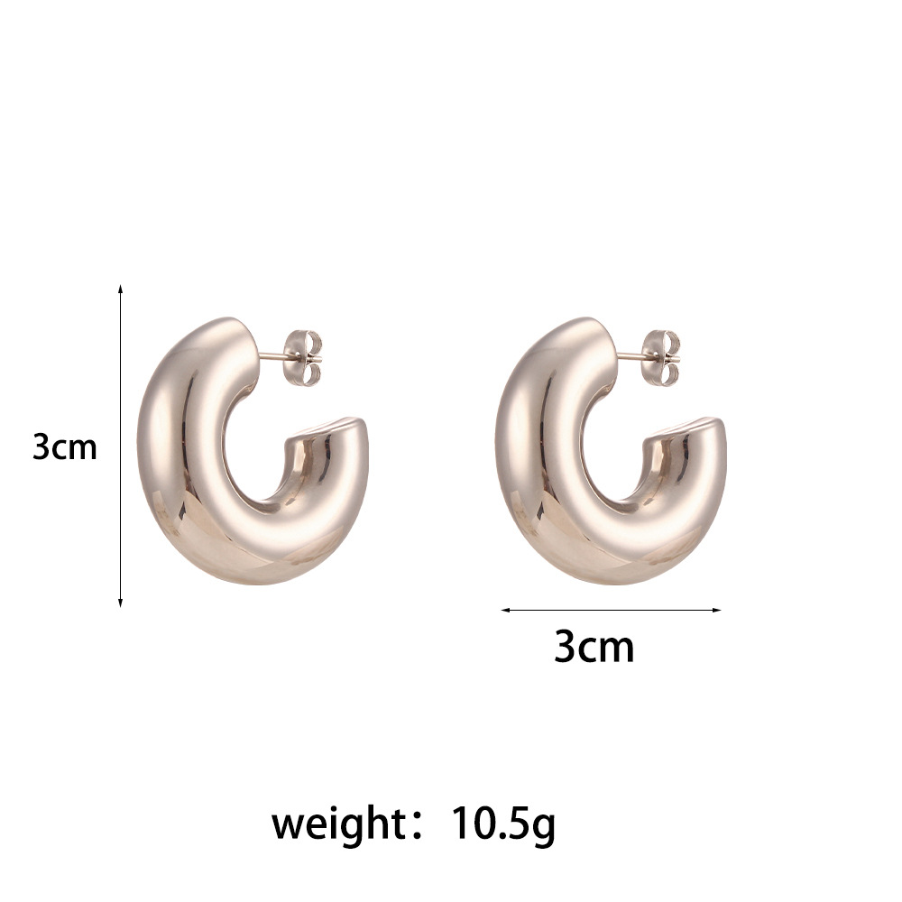 3 cm thick cylindrical hollow earrings-silver