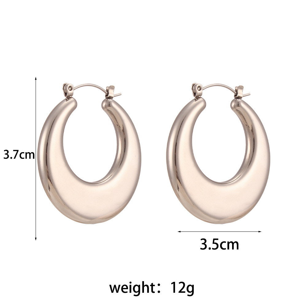 4:Thick flat hollow round ear rings-silver