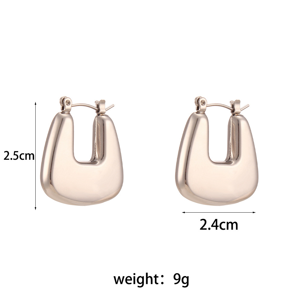 Thick flat hollow trapezoid earrings-silver