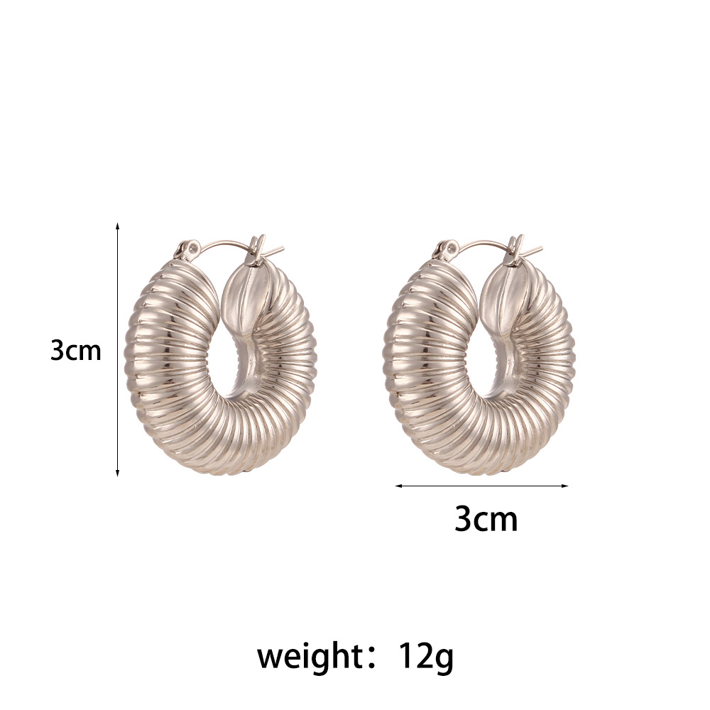 7:30mm thread type closed loop hollow earrings-silver