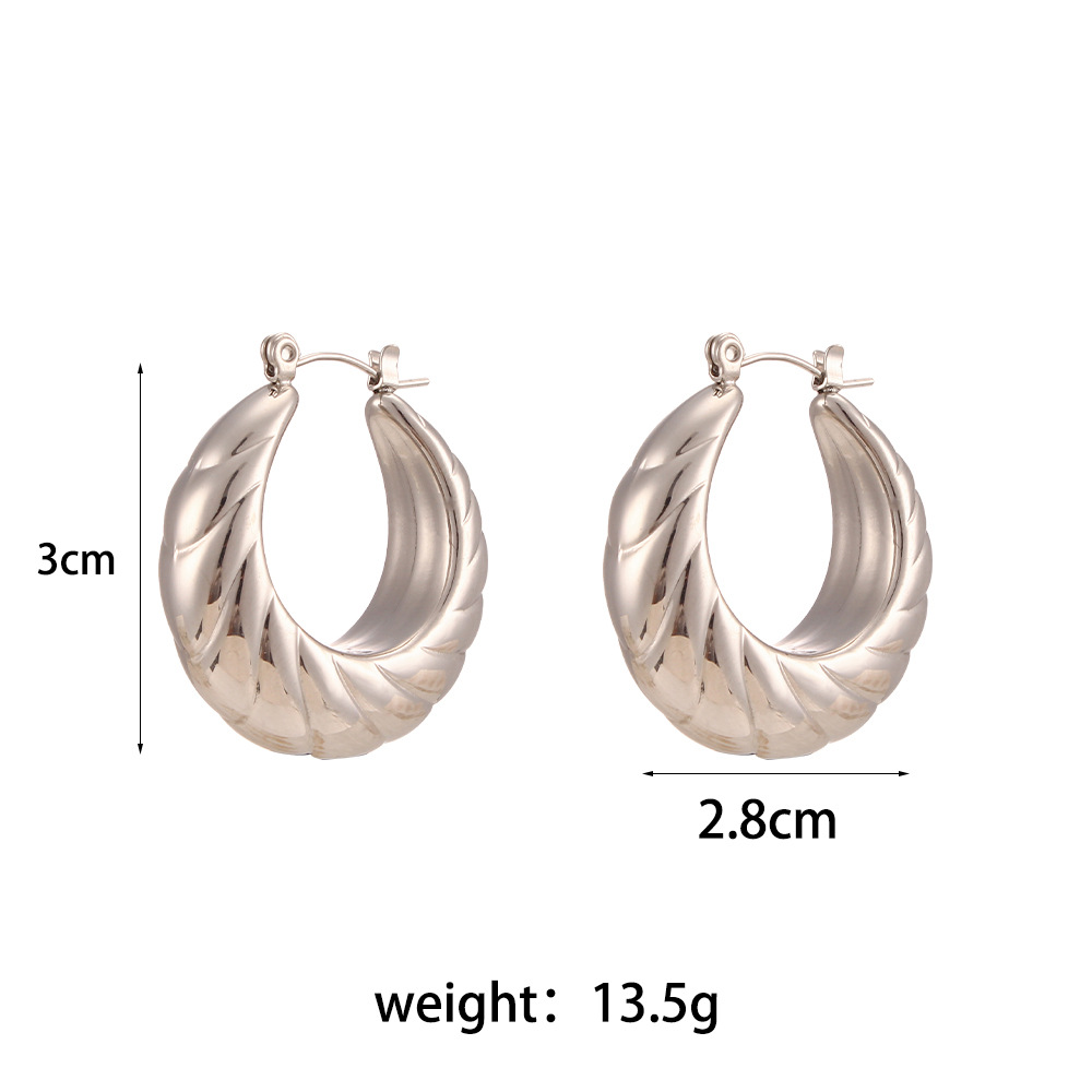 30mm croissant grain hollow earrings-silver