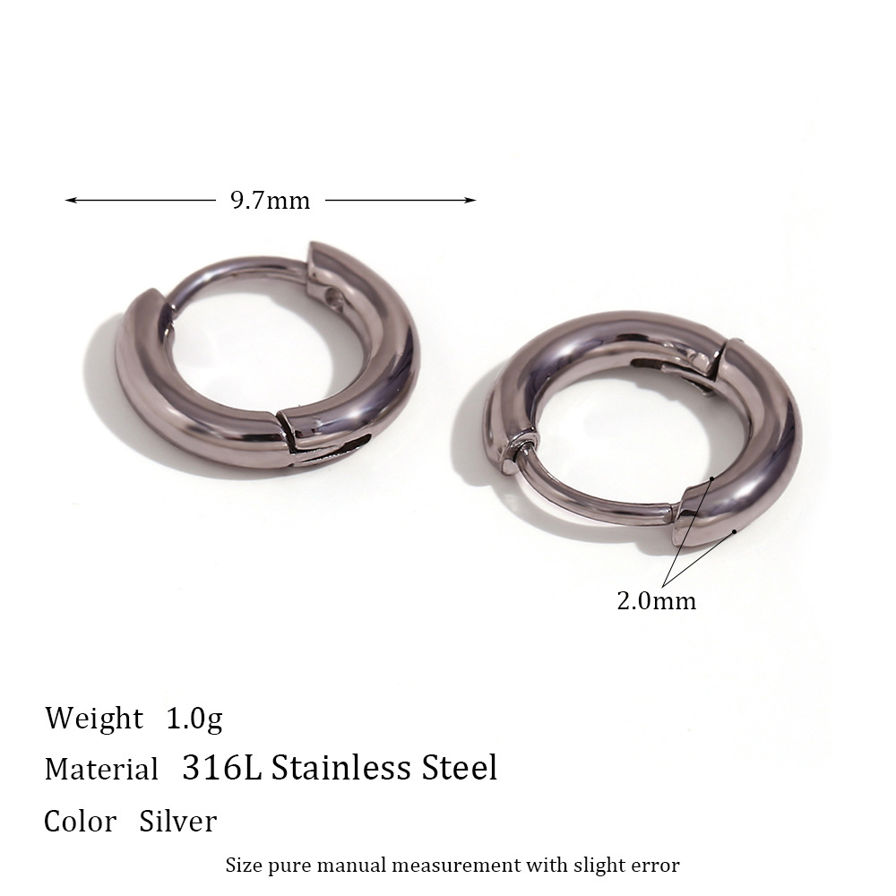 9:Classic solid earrings-silver-10mm
