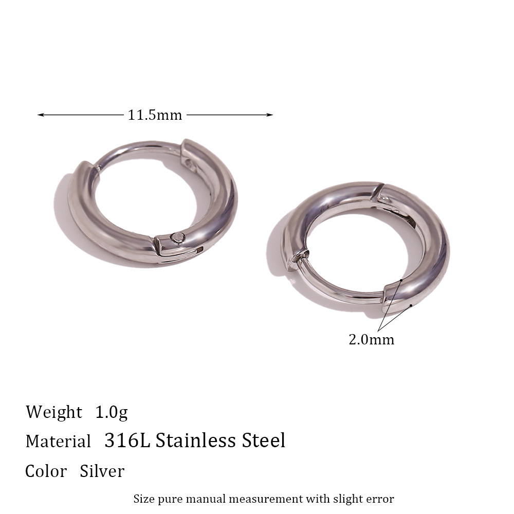 Classic solid earrings-silver-12mm