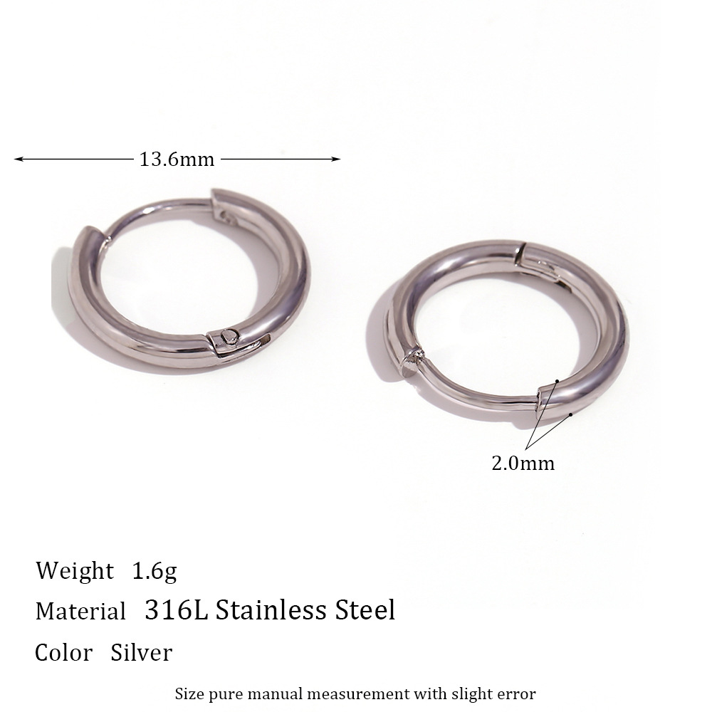 Classic solid earrings-silver-14mm