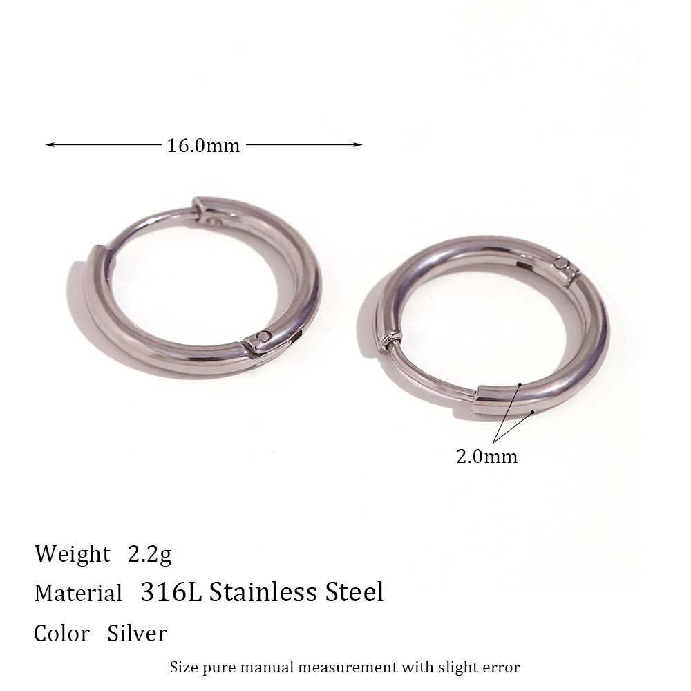 12:Classic solid earrings-silver-16mm