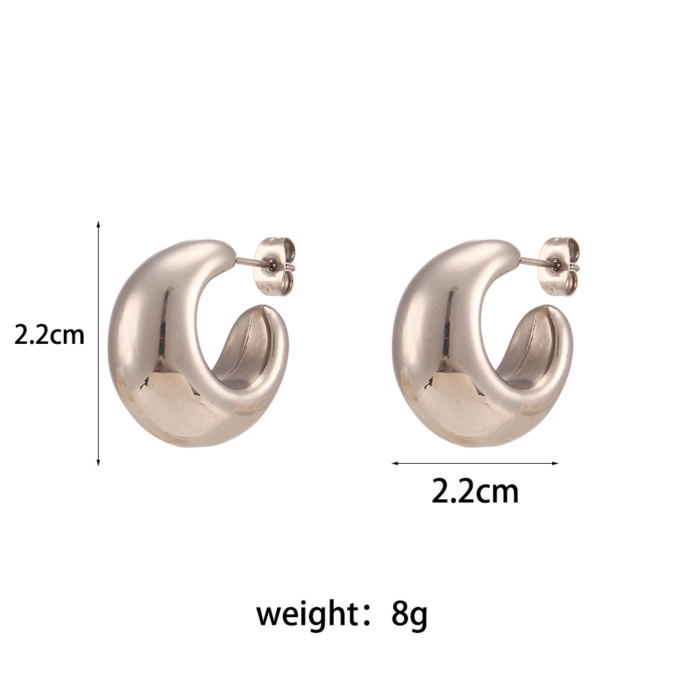 22mm hollow glossy earrings-silver