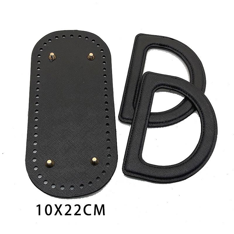 (Black 10x22) Bag bottom   black leather D
