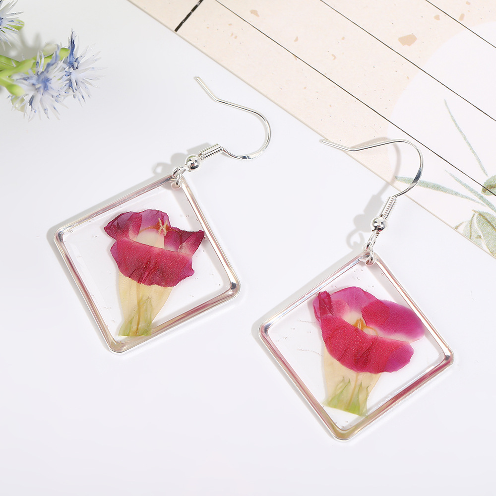 2:Rose red flowers - silver hooks