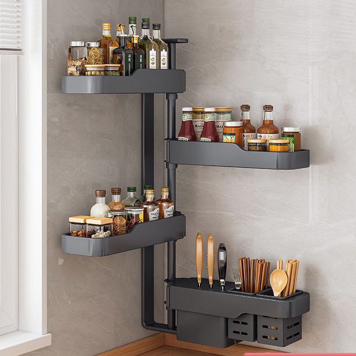 Gun gray four-tier storage rack with knife inserts
