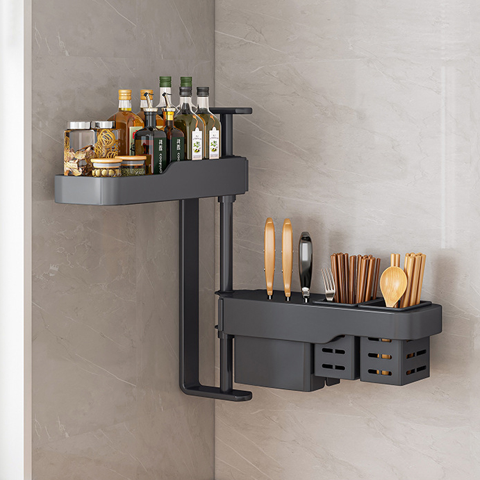 Gun gray two level storage rack with knife insert