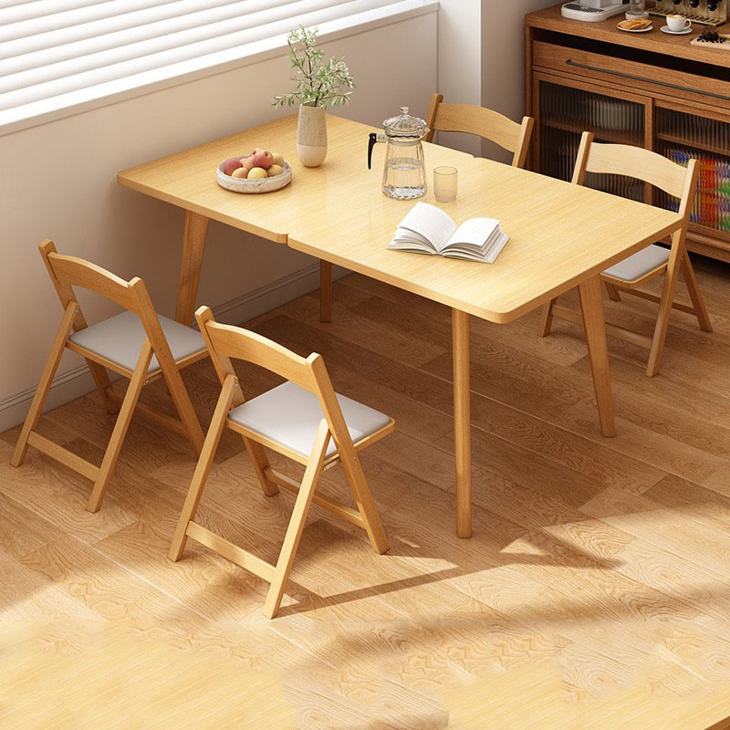 [A table with four chairs] (solid wood folding chair) Raw wood color 120*80*75cm