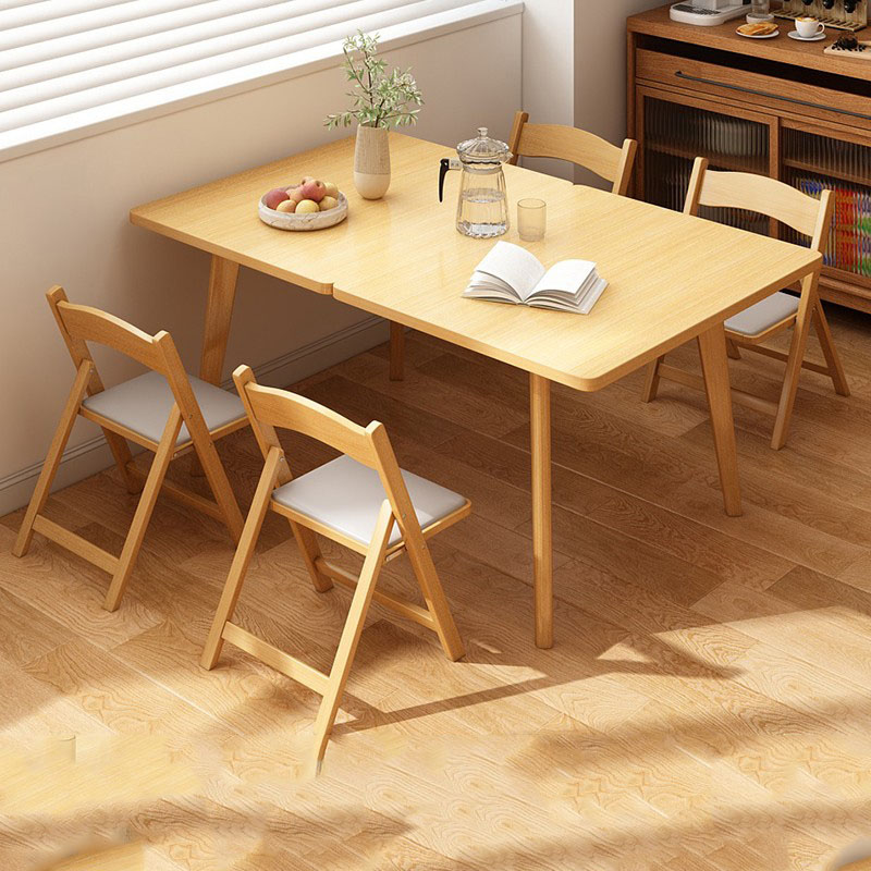 [A table with four chairs] (solid wood folding chair) Raw wood color 120*90*75cm